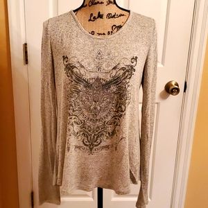 Miss Me Long Sleeve Rhinestone Shirt